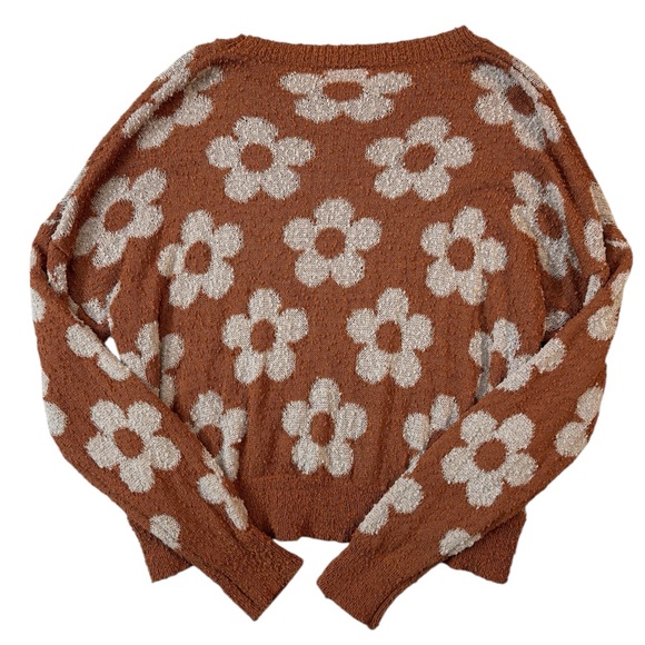 Pink Lily Burnt Orange Floral Sweater M - Picture 4 of 5